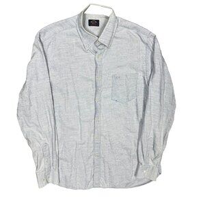 Paul & Shark Cotton / Wool Dress Shirt Made in Italy Blue Long Sleeve 16 Large